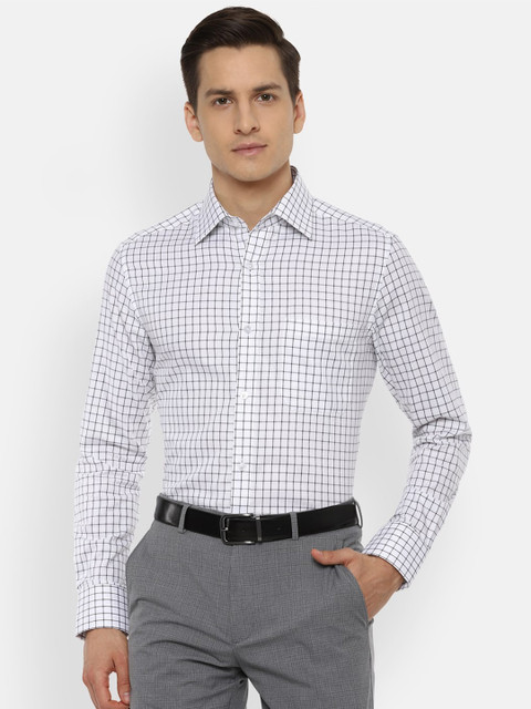 

Louis Philippe Men White Opaque Checked Formal Shirt
