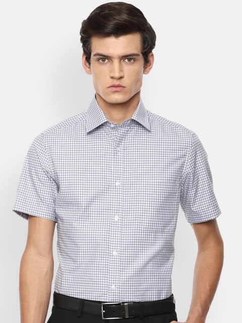 

Louis Philippe Men Grey Opaque Checked Pure Cotton Formal Shirt