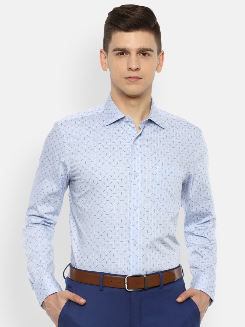 

Louis Philippe Men Blue Opaque Printed Formal Shirt