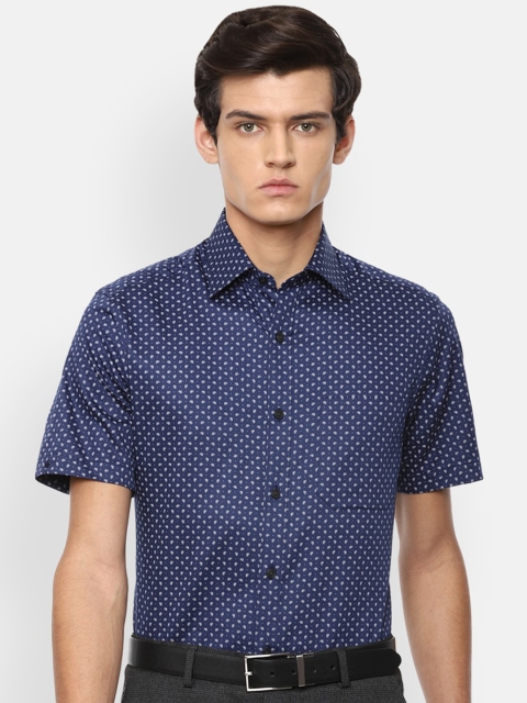 

Louis Philippe Men Navy Blue Opaque Printed Formal Shirt