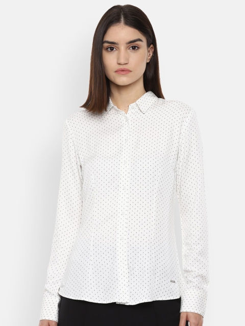 

Van Heusen Woman Women White Opaque Printed Casual Shirt