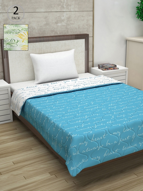 

Divine Casa Green & Blue Set of 2 Mild Winter 150 GSM Single Bed Comforter
