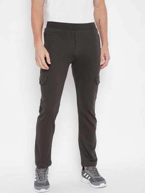 

Okane Men Olive Green Solid Track Pants