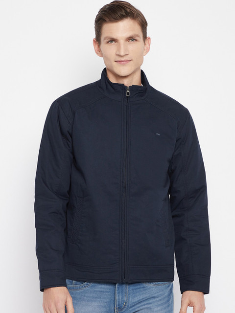 

Okane Men Navy Blue Cotton Tailored Jacket