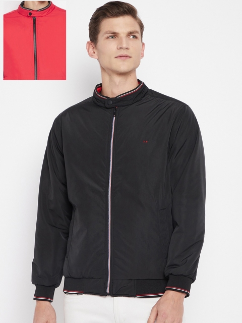 

Okane Men Black Reversible Bomber with Embroidered Jacket