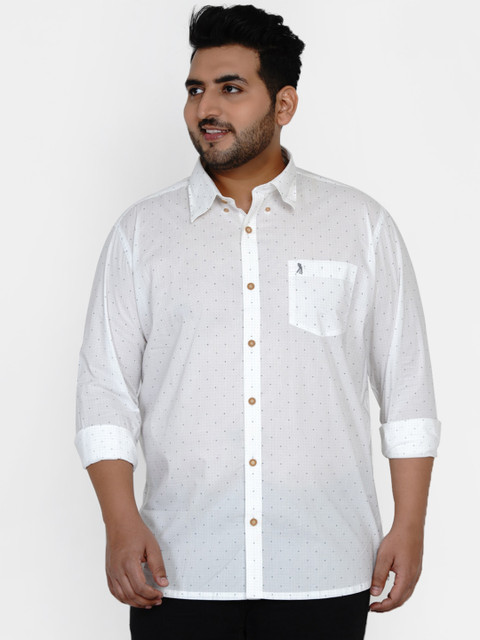

Santonio Men White & Grey Comfort Opaque Printed Cotton Casual Shirt