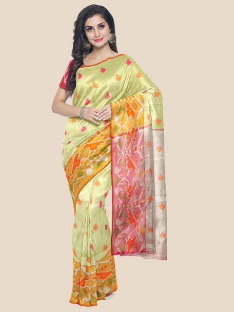 

KLM Fashion Mall Green & Fuchsia Ethnic Motifs Banarasi Saree