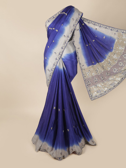 

Pothys Violet & Grey Floral Embroidered Saree