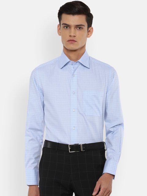 

Louis Philippe Men Blue Opaque Checked Formal Shirt