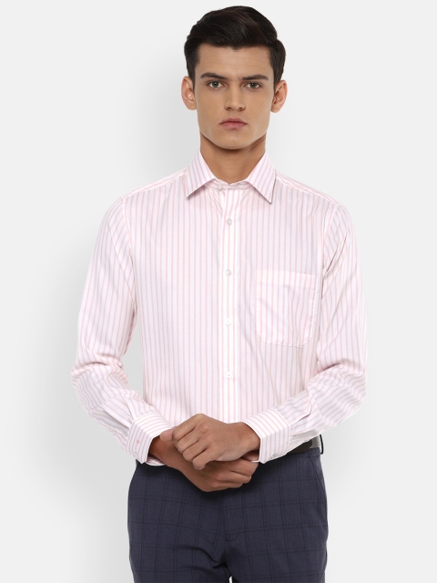

Louis Philippe Men Pink Opaque Striped Pure Cotton Formal Shirt