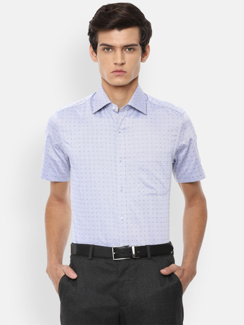 

Louis Philippe Men Blue Pure Cotton Checked Formal Shirt