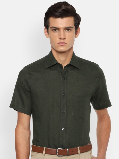 

Louis Philippe Men Olive Green Solid Formal Shirt
