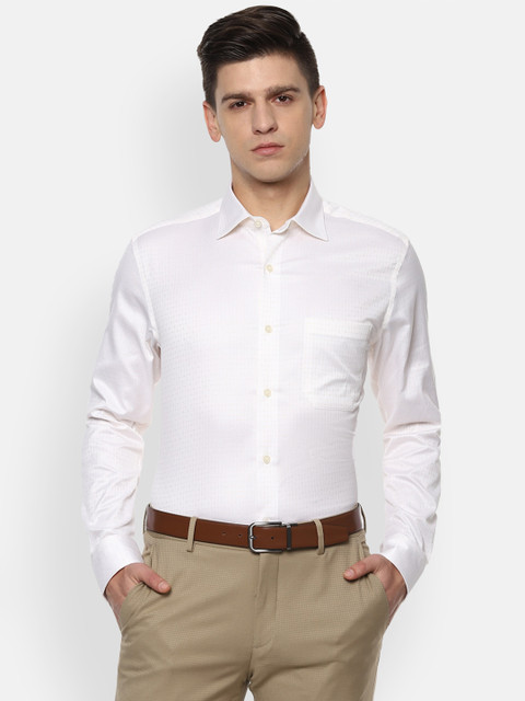 

Louis Philippe Gods & Kings Men White Micro Checks Opaque Checked Formal Shirt