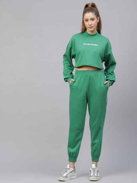 

Laabha Women Green Solid Knitted Tracksuit with Applique Detail