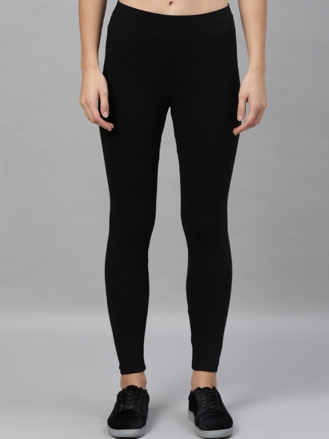 

Kryptic Women Cotton Black Solid Ankle-Length Leggings