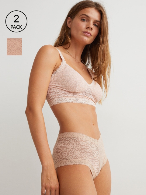 

H&M Women White & Beige 2-Pack Lace Shortie Briefs 0990917002
