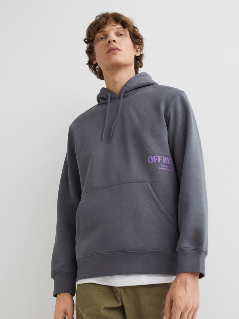 

H&M Men Grey Solid Regular Fit Hoodie