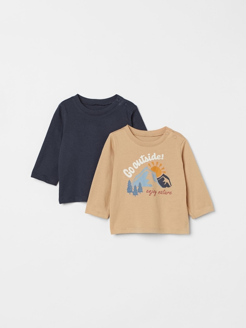 

H&M Boys 2 Pack Cotton Jersey Tops, Blue