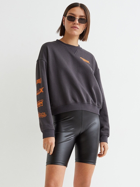 

H&M Women Grey Printed Sweatshirt