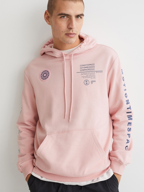 

H&M Men Pink Printed Regular Fit Hoodie
