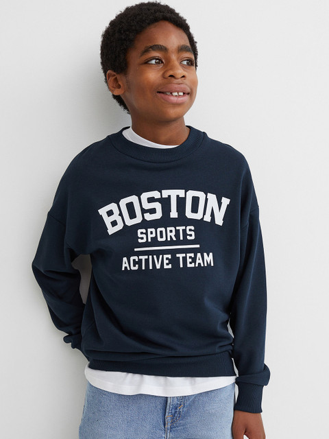

H&M Boys Blue & White Printed Sweatshirt