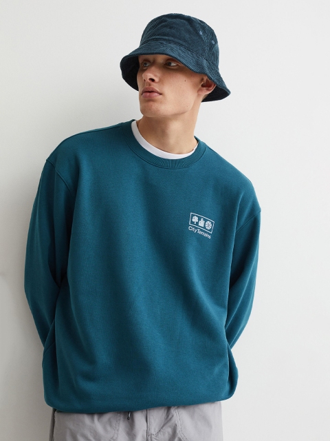 

H&M Men Turquoise Blue Relaxed Fit Sweatshirt