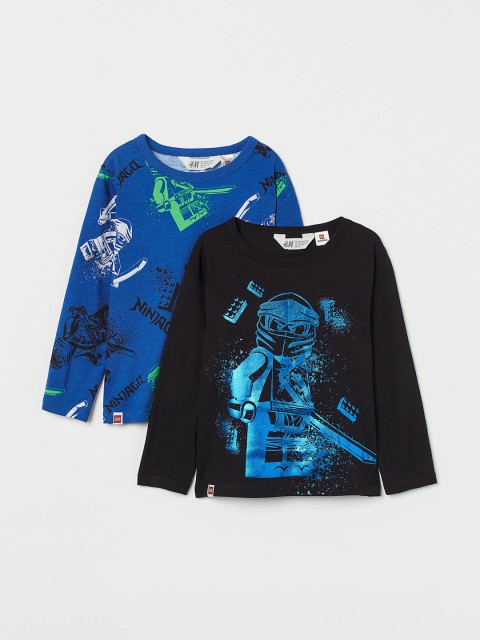 

H&M Boys Black 2-Pack Printed Jersey Tops