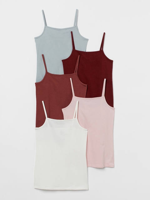 

H&M Girls 5-Pack Jersey Strappy Tops, Multi