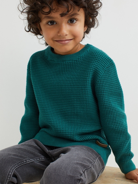 

H&M Boys Green Waffle-knit Cotton Jumper