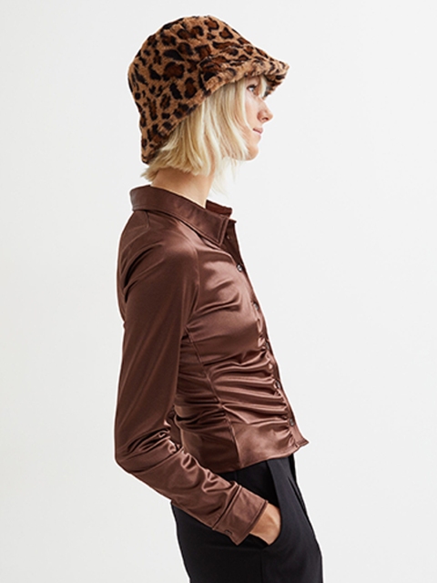 

H&M Women Brown Solid Airy Jersey Blouse