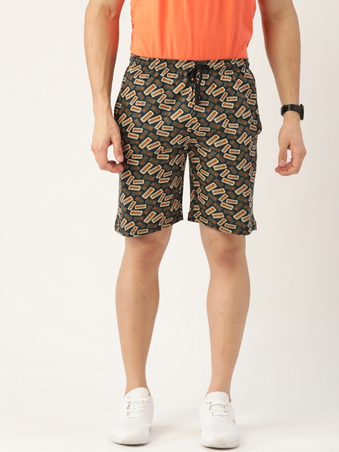 

ROMEO ROSSI Men Green Printed Shorts