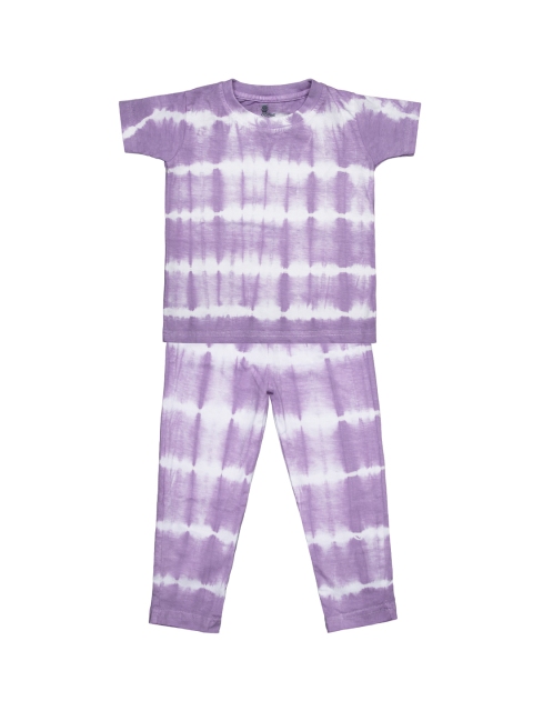 

Cuddles for Cubs Unisex Kids Purple Printed Night suit