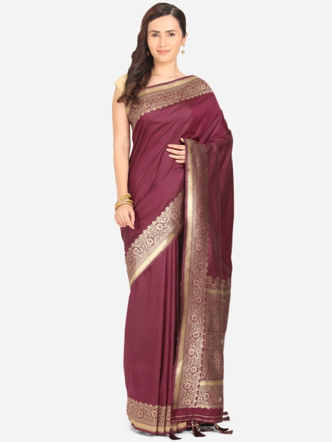 

BOMBAY SELECTIONS Purple & Gold-Toned Zari Art Silk Banarasi Saree