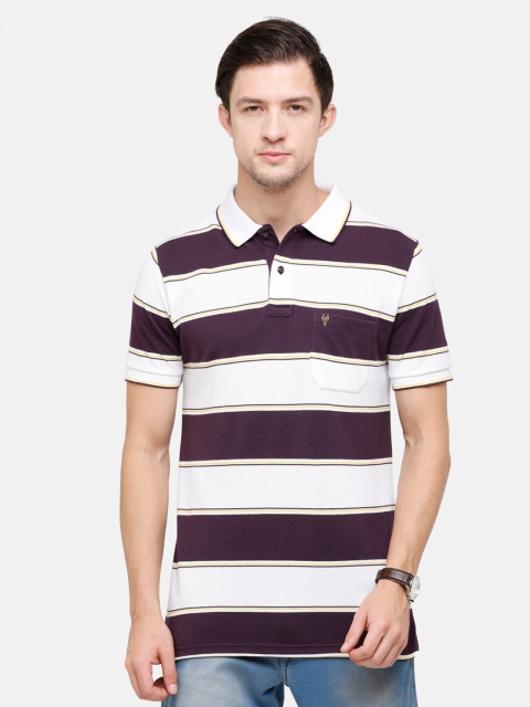 

Classic Polo Men White Striped Polo Collar Pockets Slim Fit T-shirt
