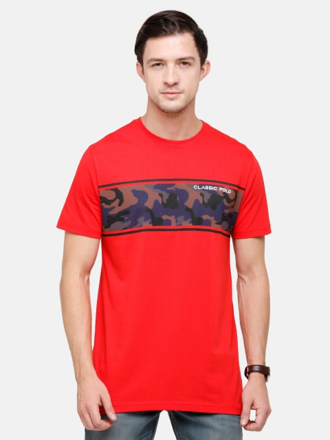 

Classic Polo Men Red & Blue Camouflage Printed Slim Fit Pure Cotton T-shirt