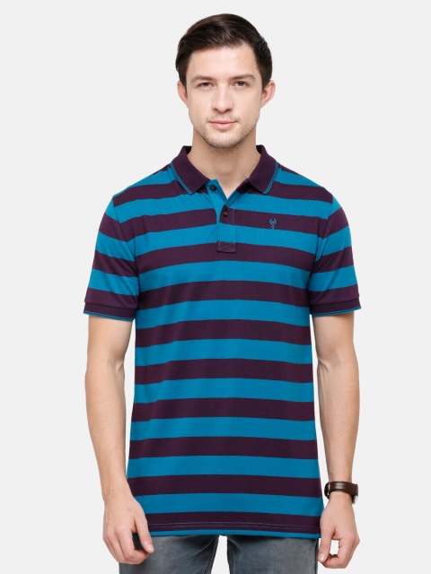 

Classic Polo Men Blue Striped Polo Collar Applique Slim Fit T-shirt