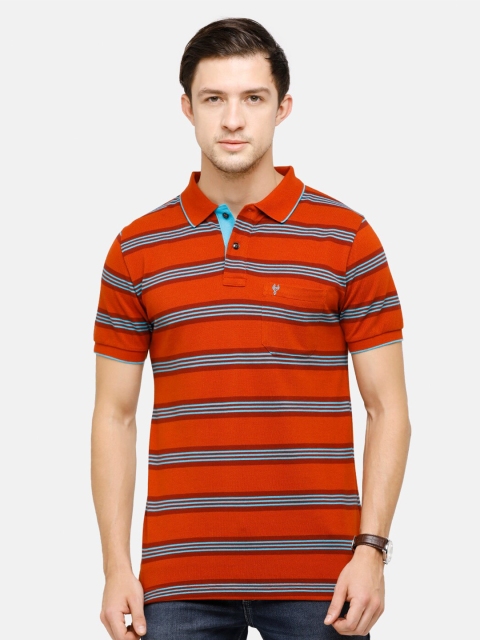 

Classic Polo Men Red Striped Polo Collar Pockets Slim Fit T-shirt