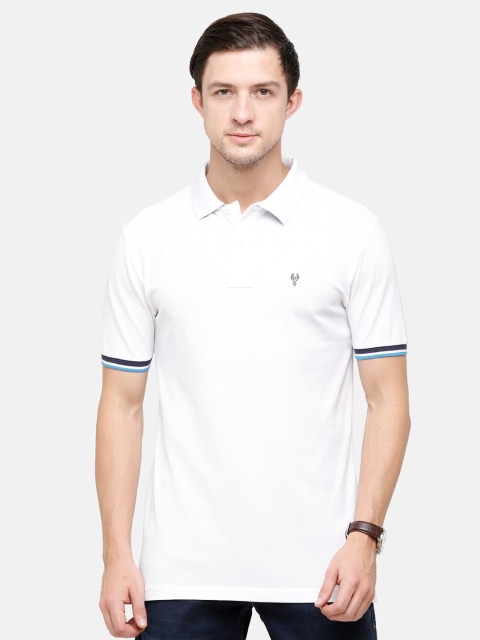 

Classic Polo Men White Polo Collar Applique Slim Fit T-shirt