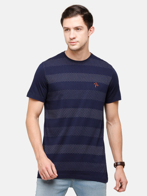

Classic Polo Men Navy Blue Striped Slim Fit T-shirt