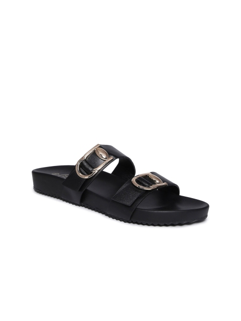 

20Dresses Women Black Printed One Toe Flats with Buckles