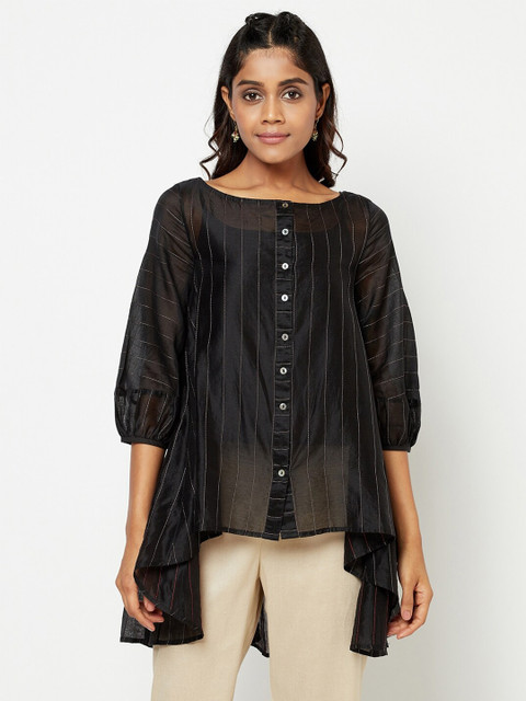 

Fabindia Black High-Low Longline Top