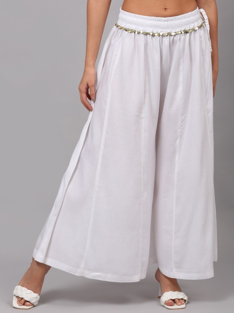 

NEUDIS Women White Flared Embellished Ethnic Palazzos