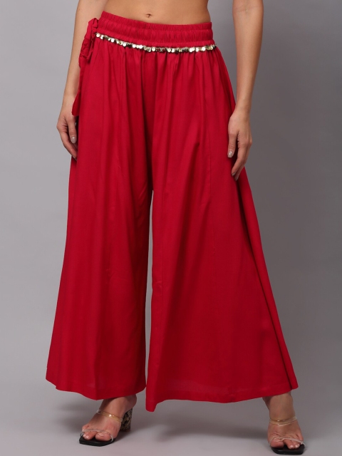 

NEUDIS Women Red & Gold-Toned Ethnic Palazzos