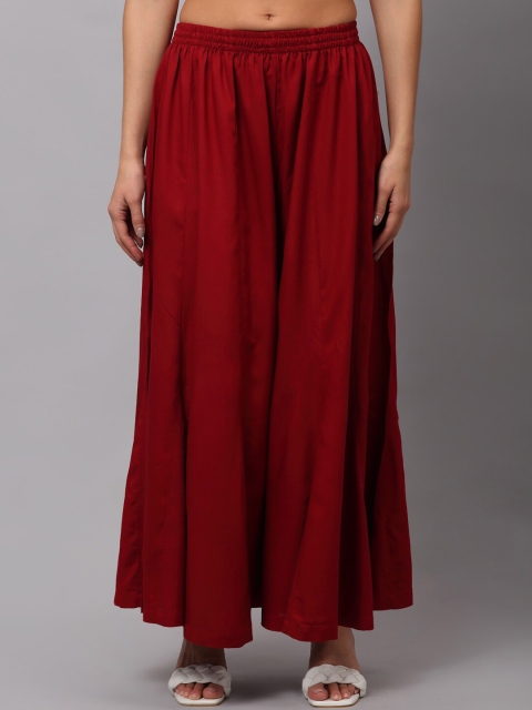 

NEUDIS Women Maroon Flared Palazzos