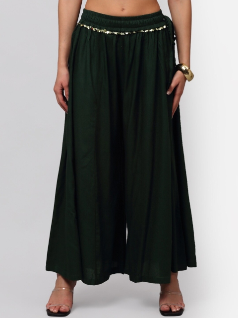 

NEUDIS Women Green Flared Ethnic Palazzos