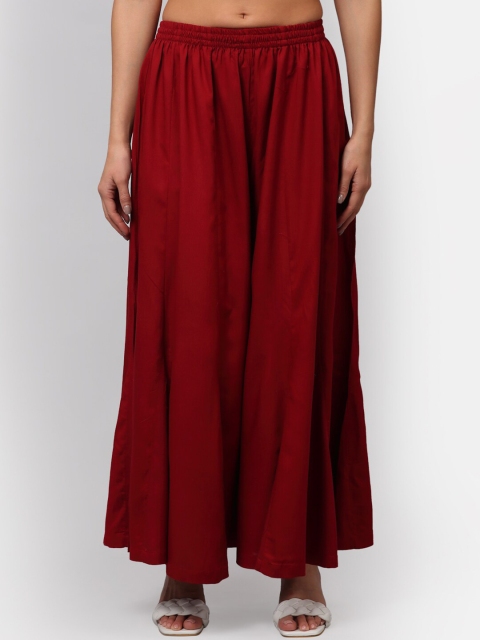 

NEUDIS Women Maroon Flared Ethnic Palazzos