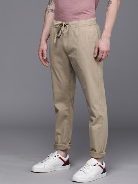 

WROGN Men Beige Solid Slim Fit Chinos Trousers