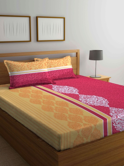 

BOMBAY DYEING Red & Yellow Ethnic Motifs 110 TC Queen Bedsheet with 2 Pillow Covers
