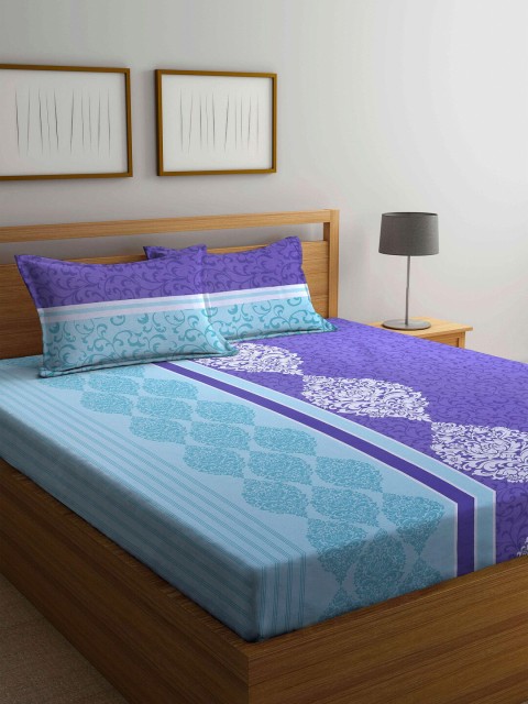 

BOMBAY DYEING Blue 110 TC Queen Bedsheet with 2 Pillow Covers