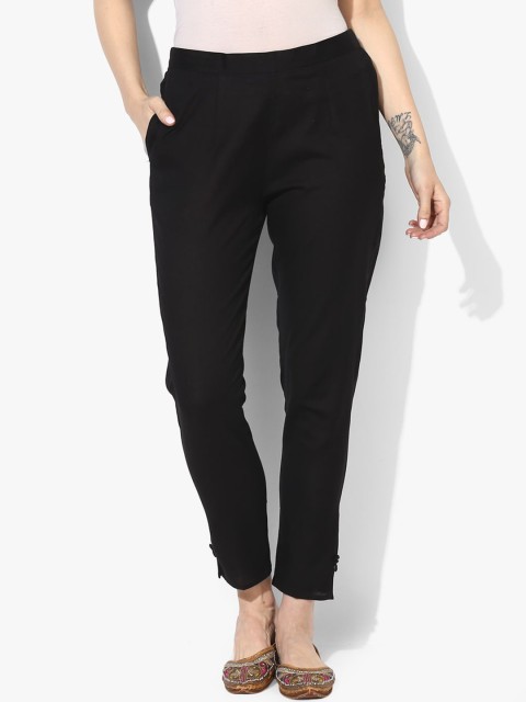 

Varkha Fashion Women Black Chambray Trousers